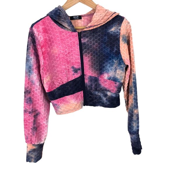 Jolie & Joy Other - Jolie & Joy Girls Youth Large Colorful Cropped Full Zip Hoodie Jacket Tie Dye